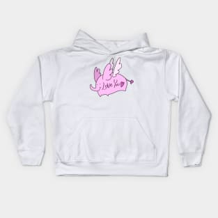 Pink Angel Elephant "Love You" Kids Hoodie